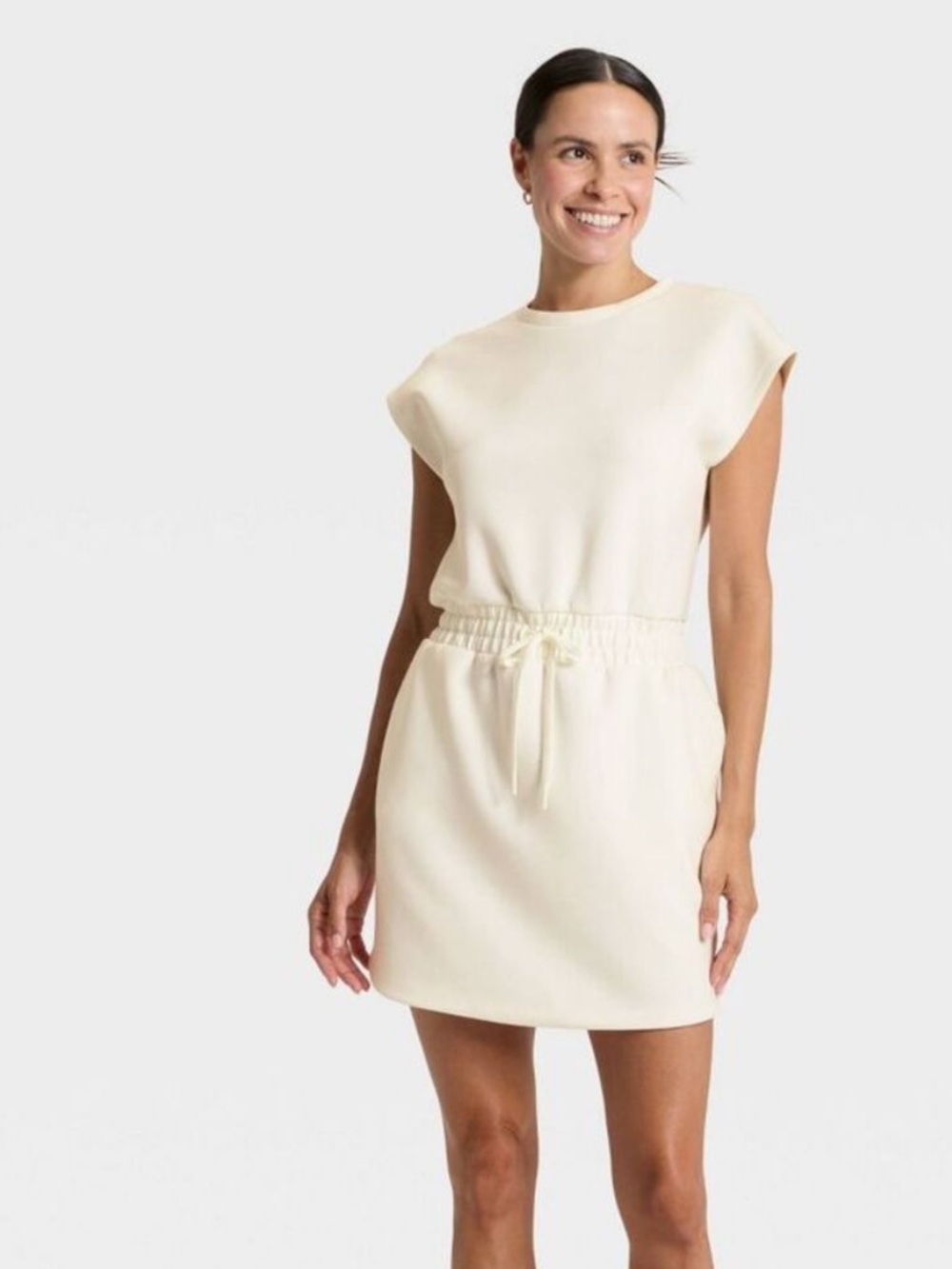 All in Motion Airy Sleek Athleisure Dresd with Pockets Cream Womens Large Soft!